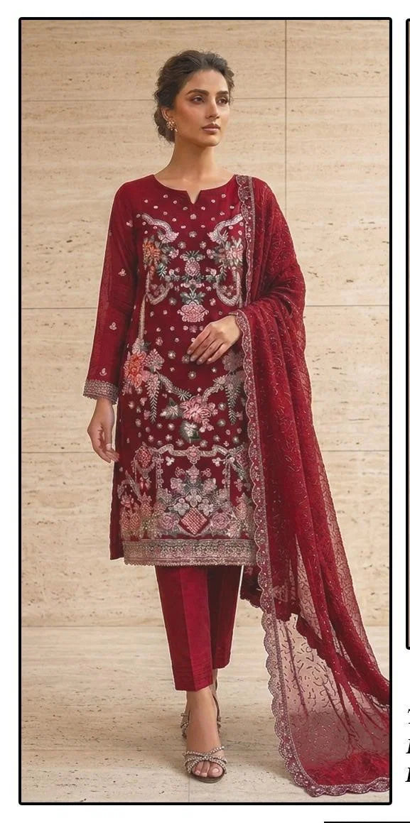 Hoor Tex 636 A To C Chiffon Embroidered Salwar Kameez