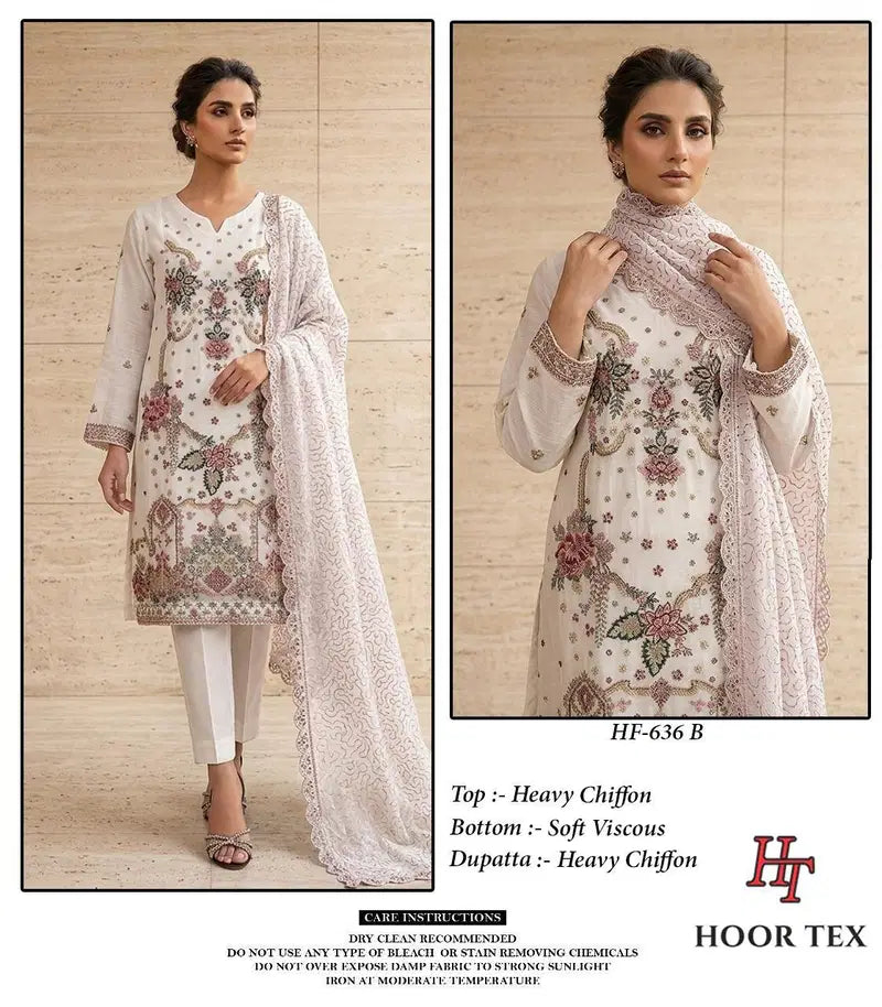 Hoor Tex 636 A To C Chiffon Embroidered Salwar Kameez