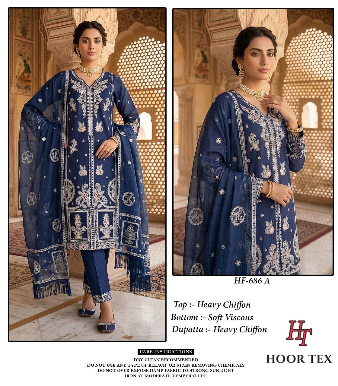Hoor Tex 686 A To D Crystal Viscose Embroidered Salwar Kameez