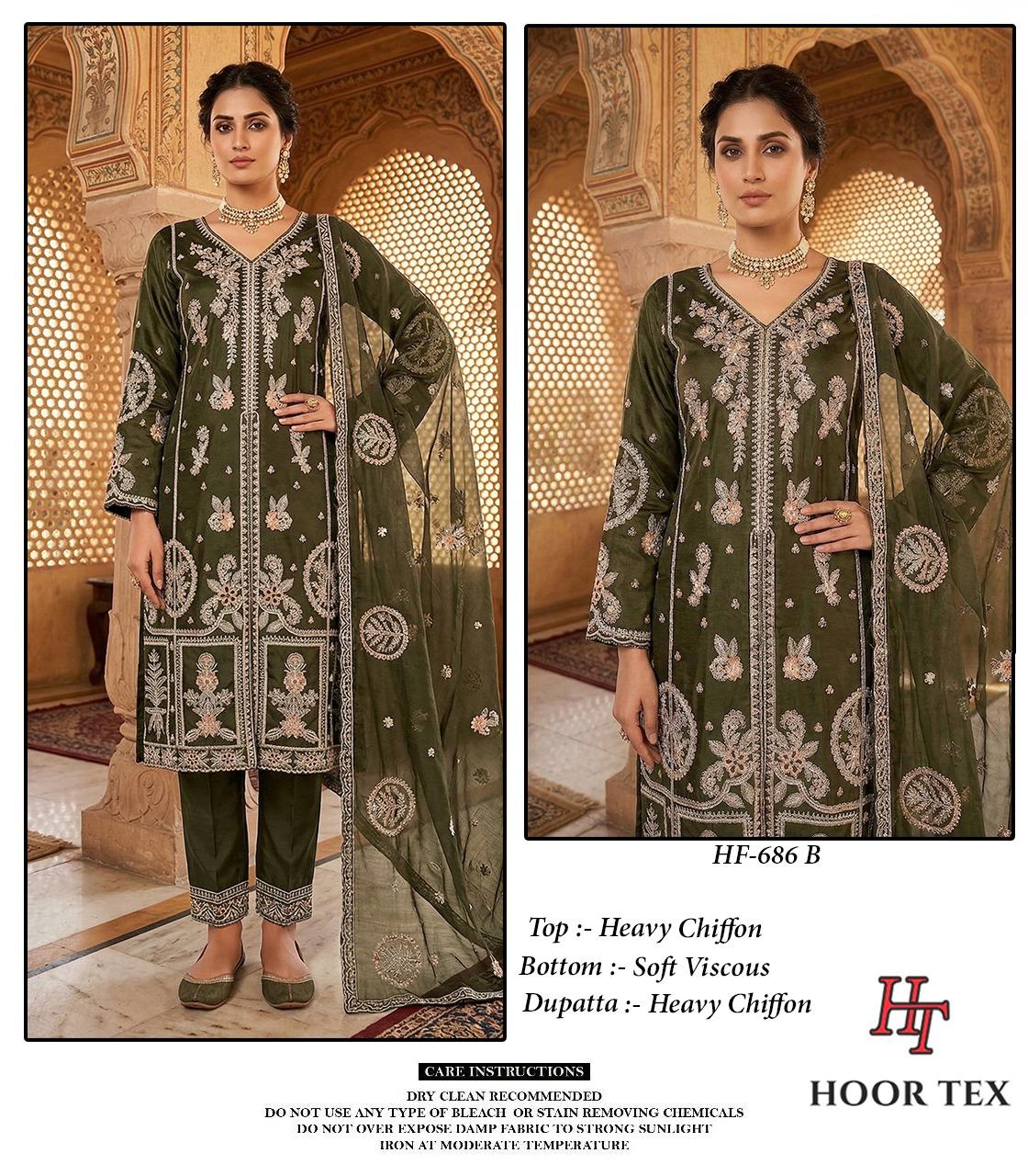 Hoor Tex 686 A To D Crystal Viscose Embroidered Salwar Kameez