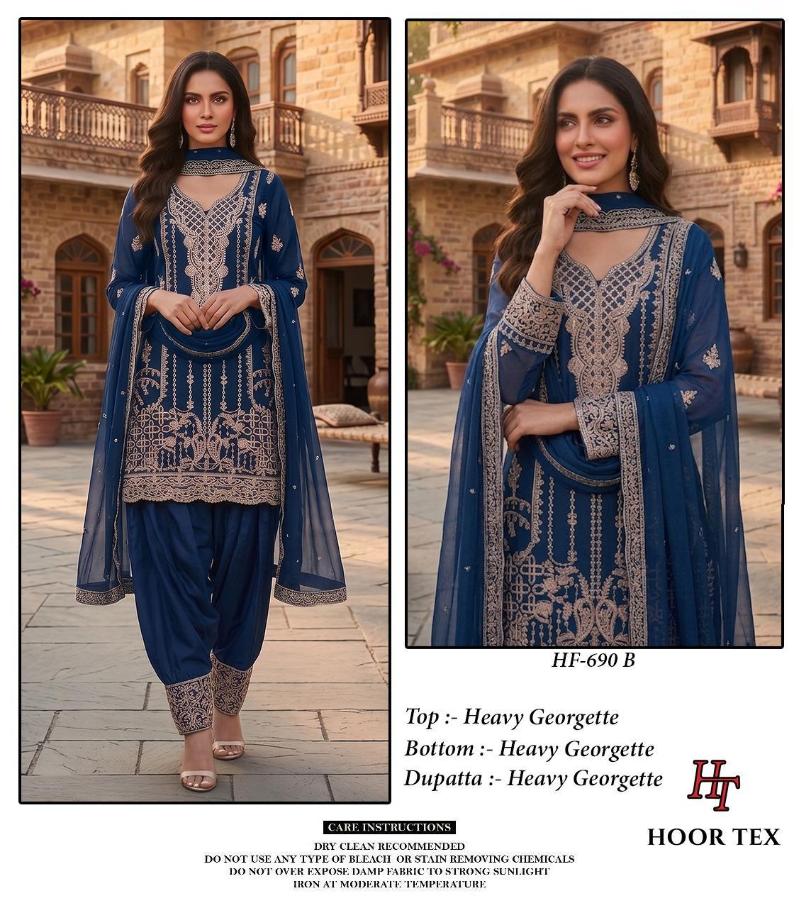 Hoor Tex 690 A To D Georgette Embroidered Salwar Kameez