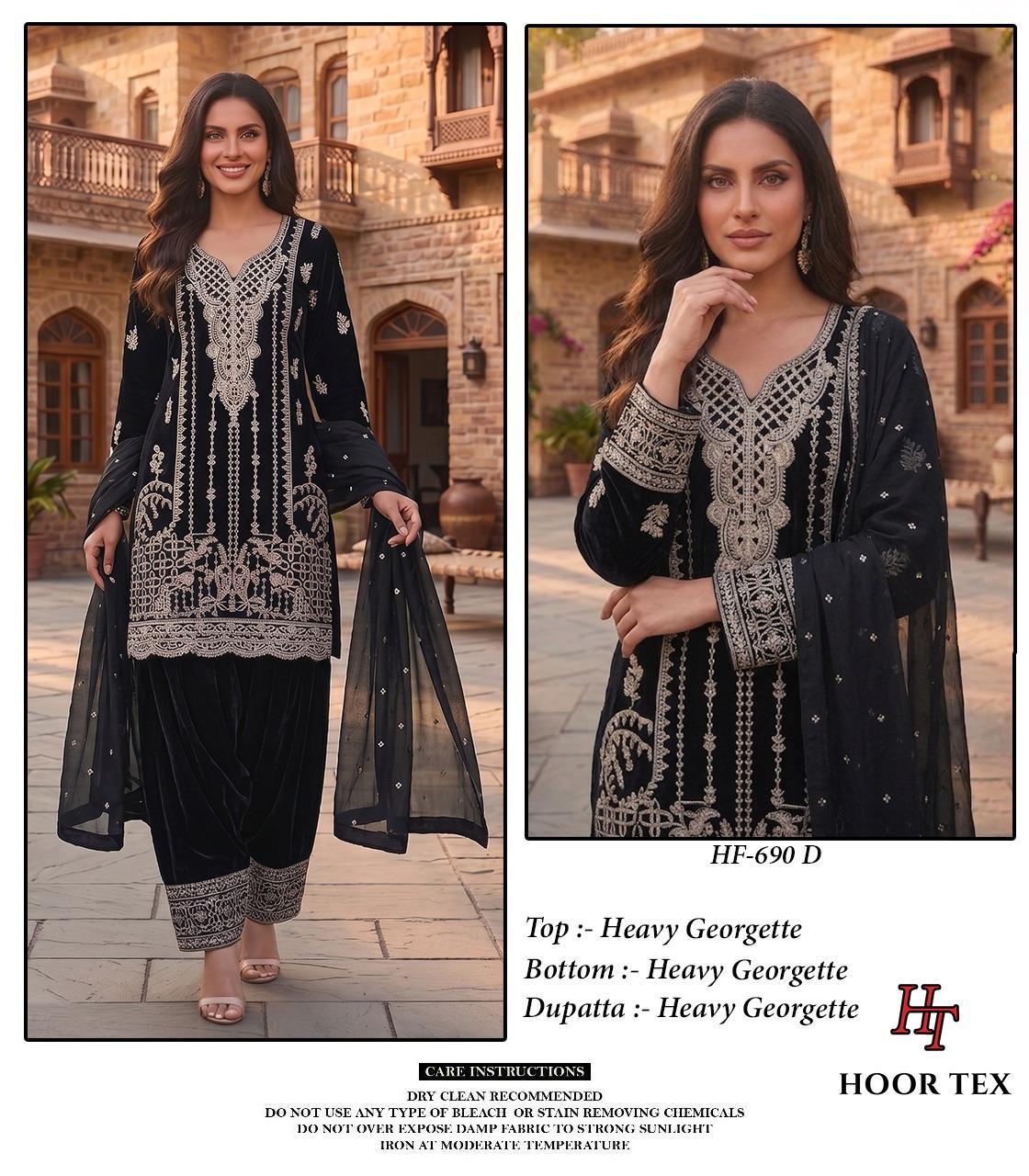 Hoor Tex 690 A To D Georgette Embroidered Salwar Kameez
