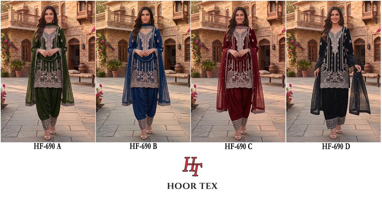 Hoor Tex 690 A To D Georgette Embroidered Salwar Kameez