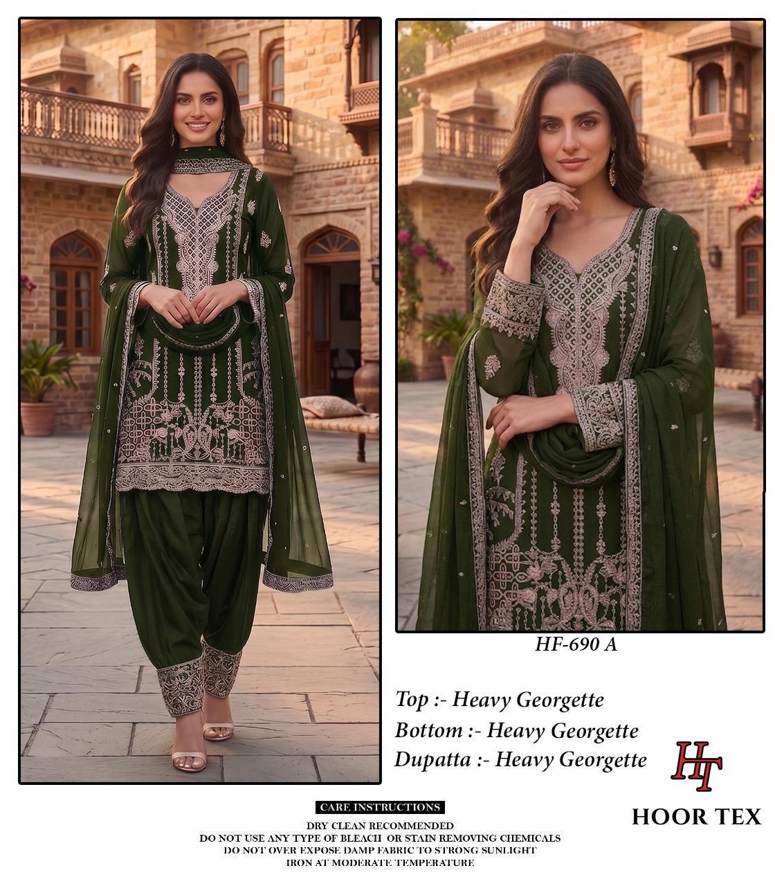 Hoor Tex 690 A To D Georgette Embroidered Salwar Kameez