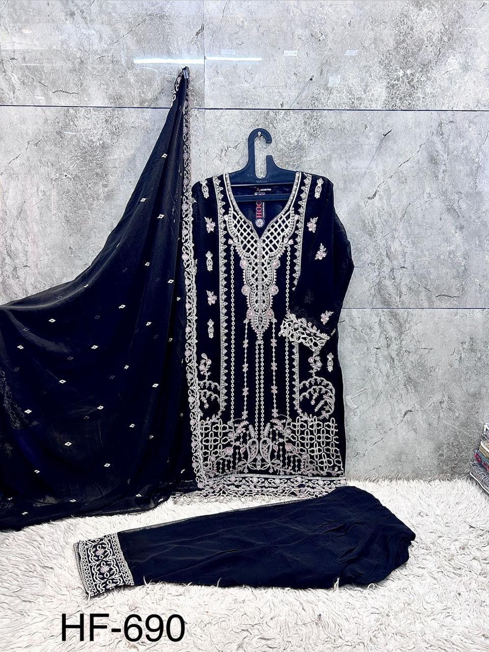Hoor Tex 690 A To D Georgette Embroidered Salwar Kameez