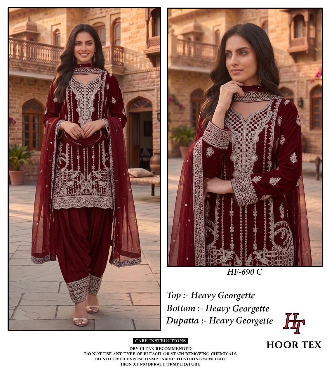 Hoor Tex 690 A To D Georgette Embroidered Salwar Kameez