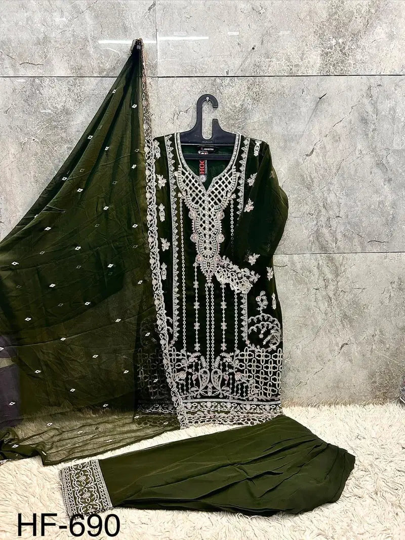 Hoor Tex 690 A To D Georgette Embroidered Salwar Kameez
