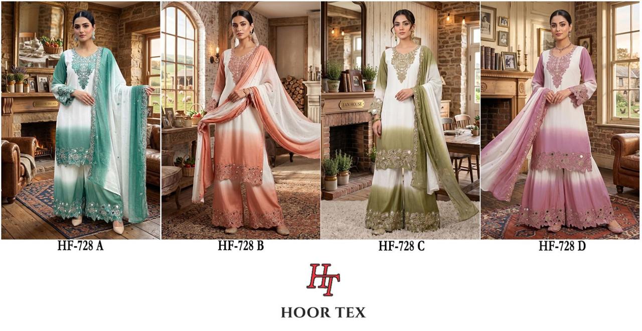 Hoor Tex 728 A To D Georgette Embroidered Salwar Kameez