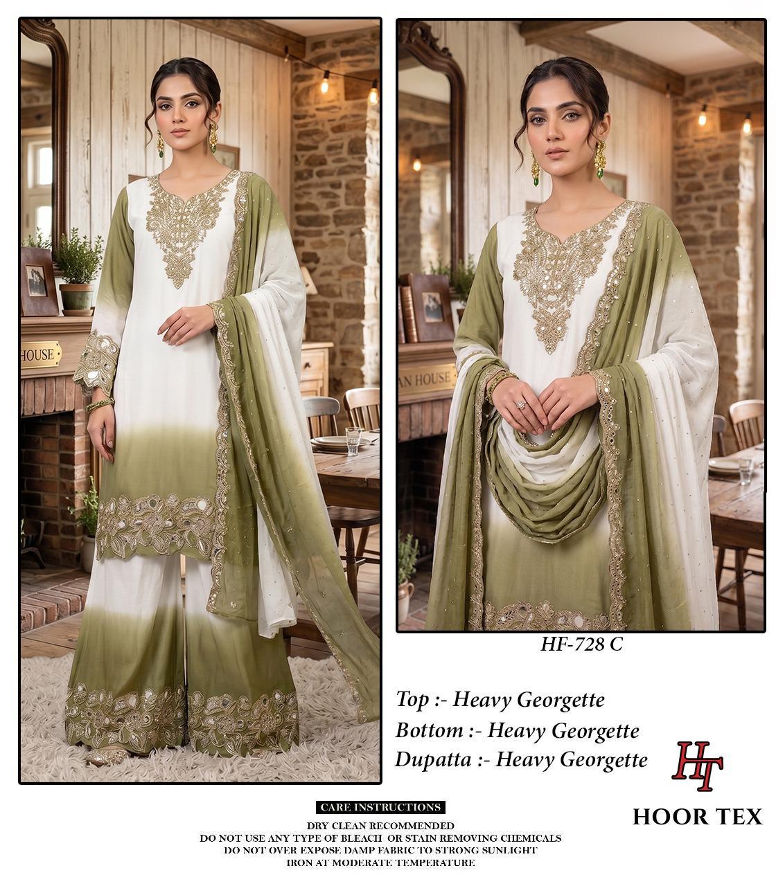 Hoor Tex 728 A To D Georgette Embroidered Salwar Kameez