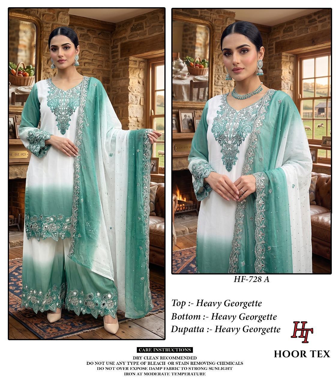 Hoor Tex 728 A To D Georgette Embroidered Salwar Kameez