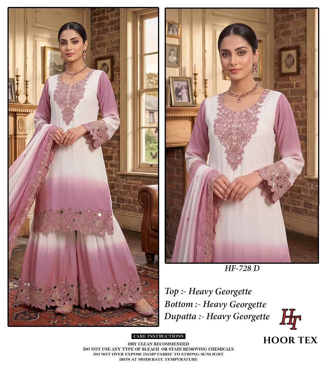 Hoor Tex 728 A To D Georgette Embroidered Salwar Kameez