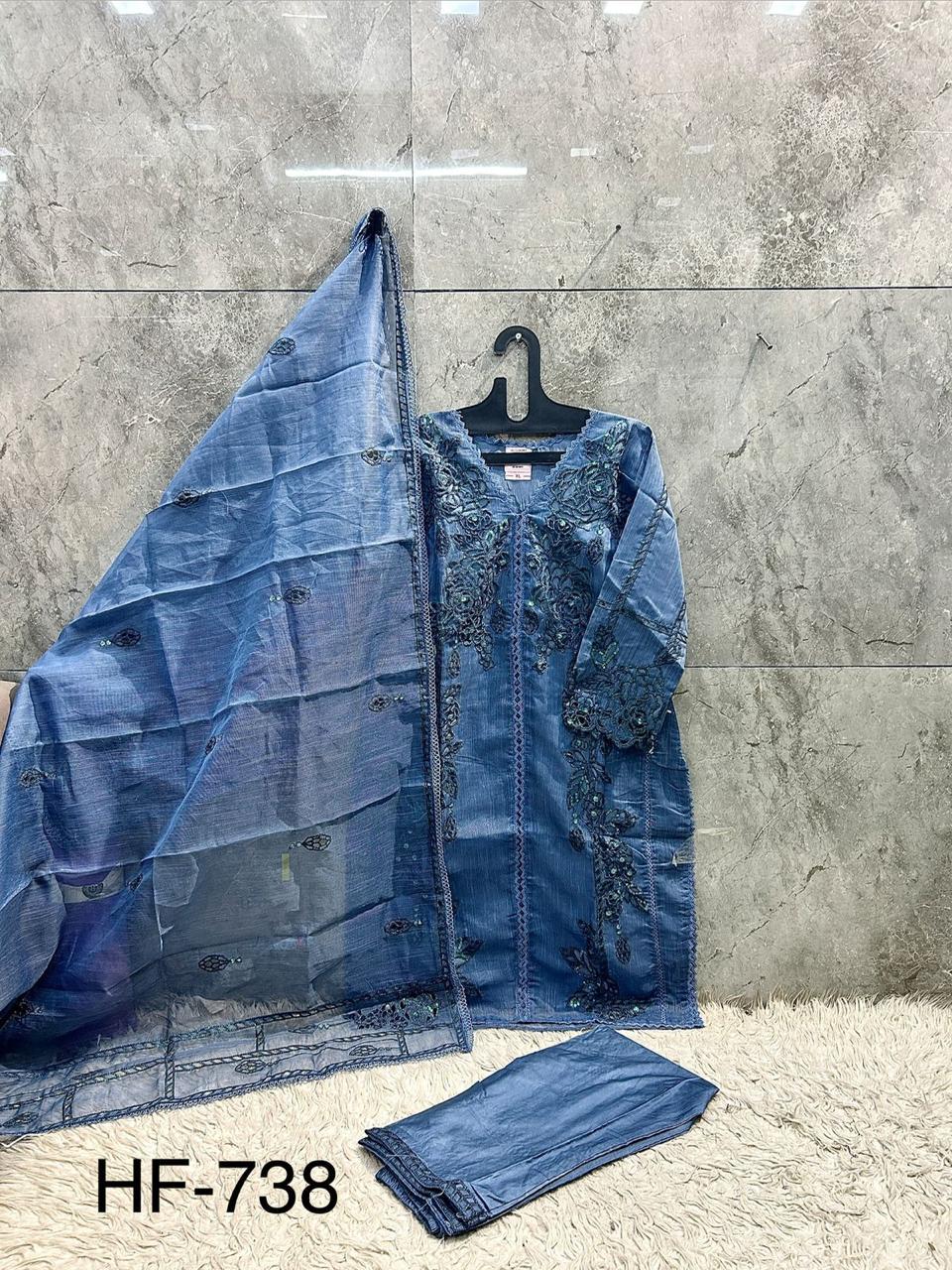Hoor Tex 738 Slub Armani Designer Salwar Kameez Collection