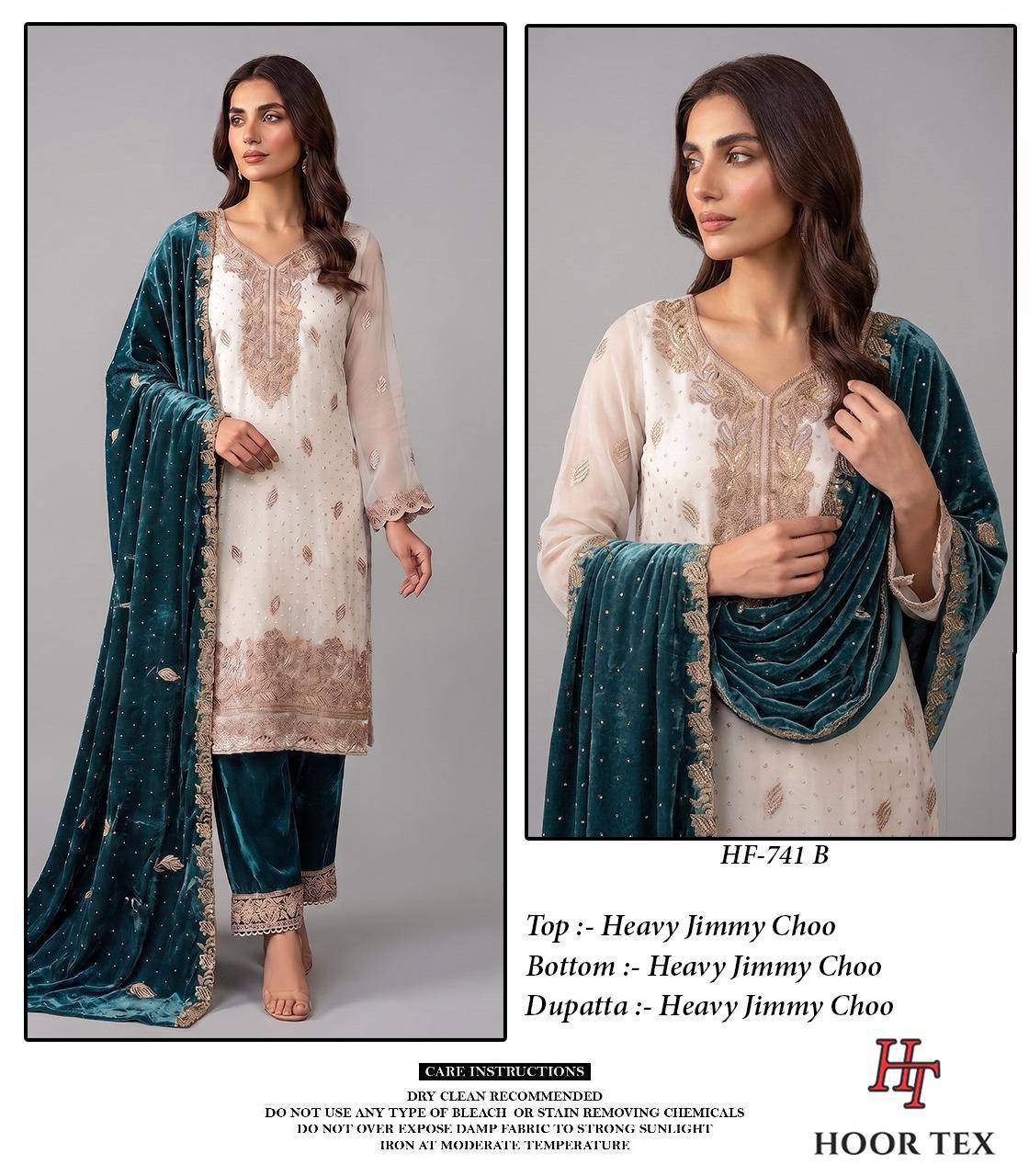 Hoor Tex 741 A To D Jimmy Choo Embroidered Salwar Kameez Collection