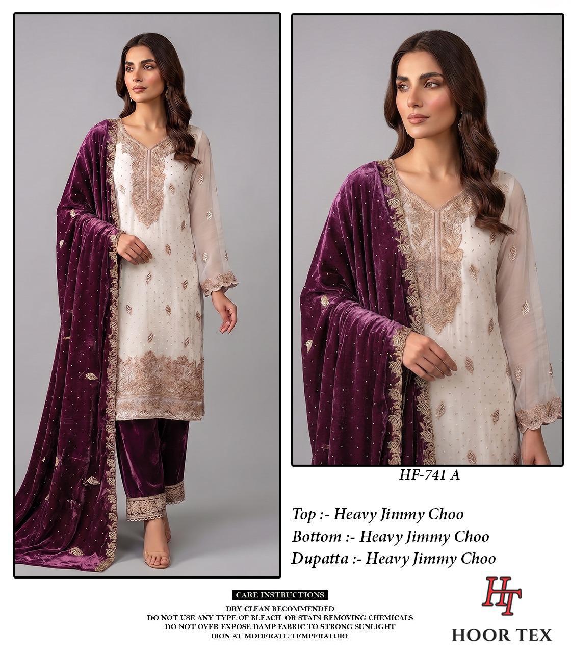 Hoor Tex 741 A To D Jimmy Choo Embroidered Salwar Kameez Collection