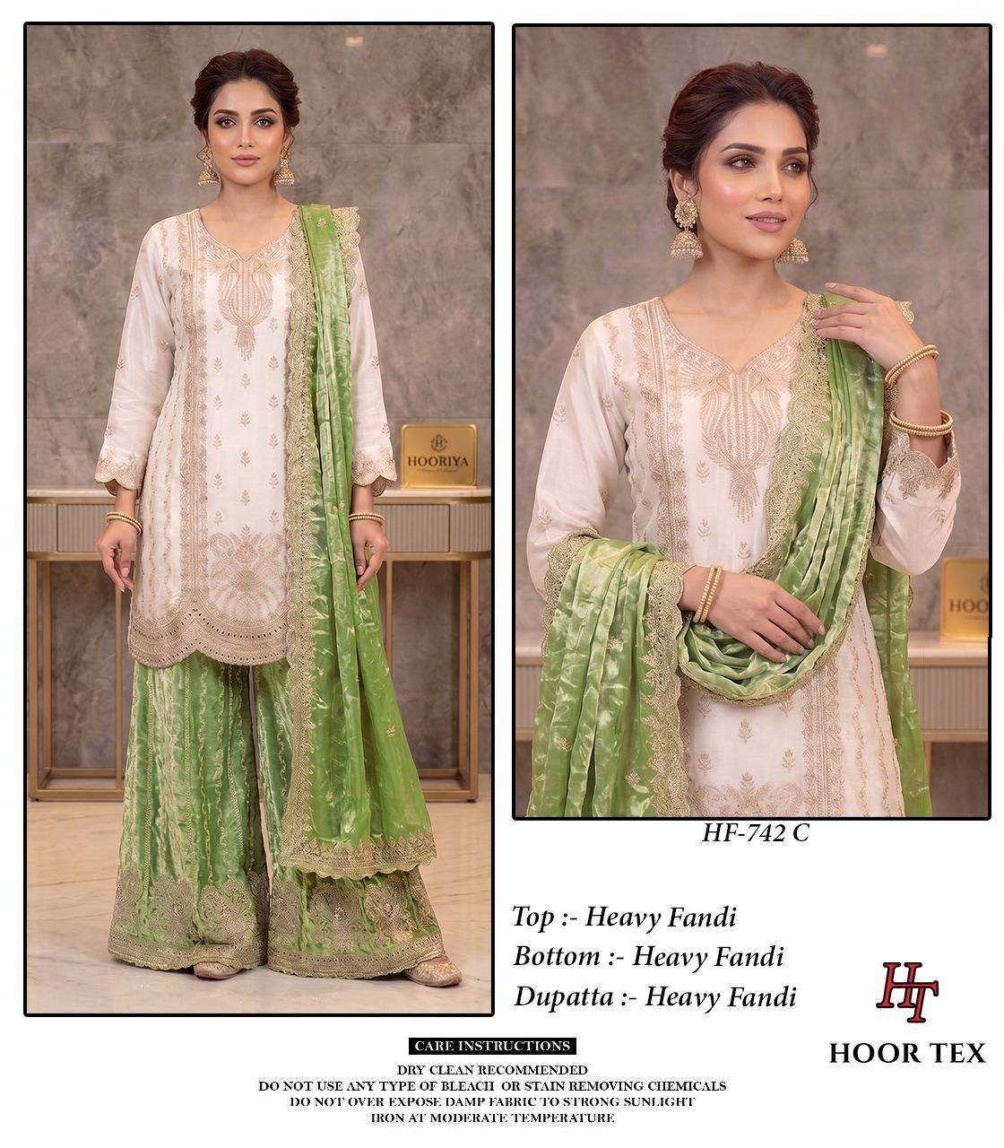 Hoor Tex 742 A To D Fandy Embroidered Salwar Kameez Collection