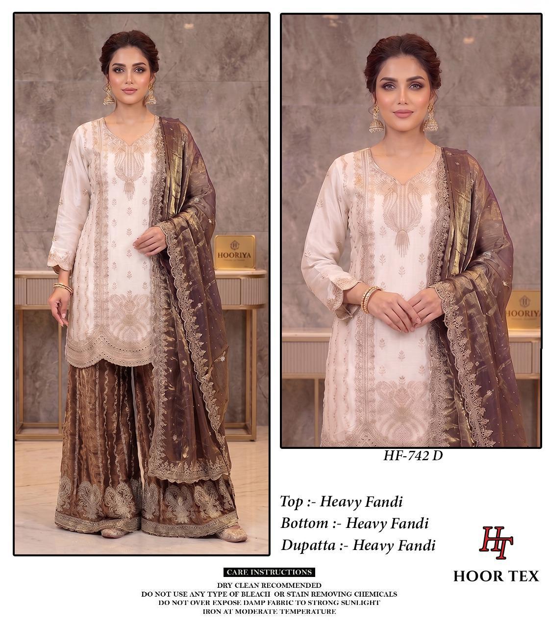 Hoor Tex 742 A To D Fandy Embroidered Salwar Kameez Collection