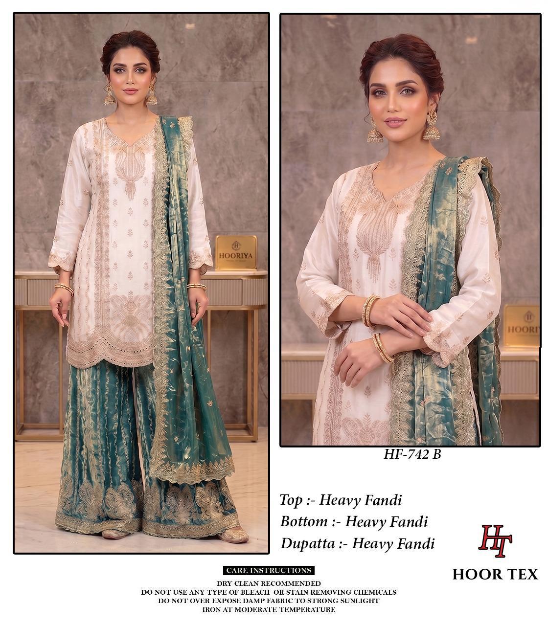 Hoor Tex 742 A To D Fandy Embroidered Salwar Kameez Collection