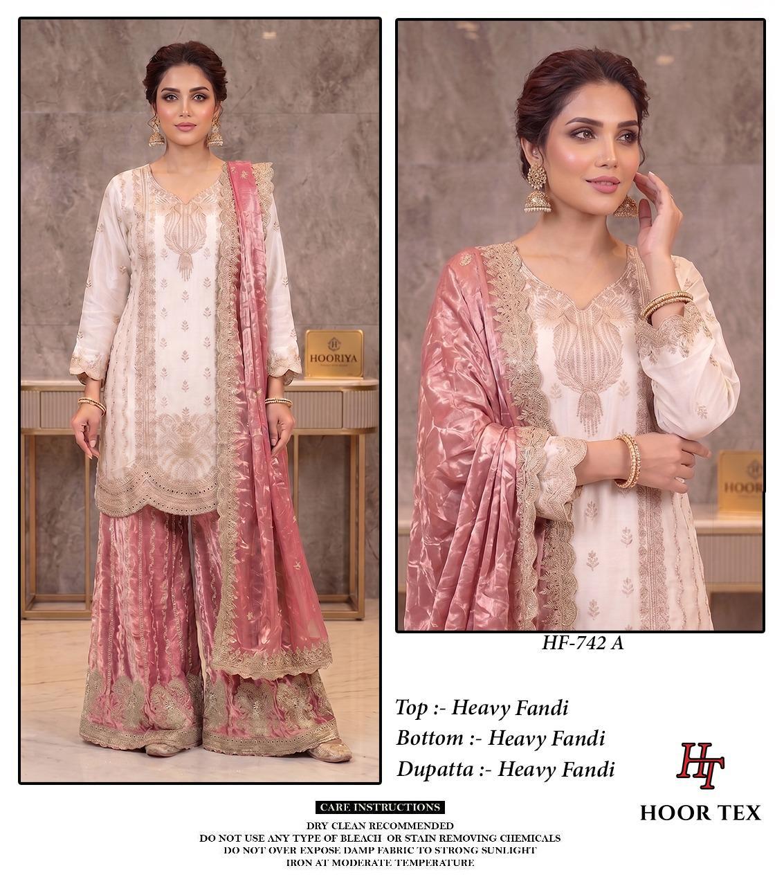 Hoor Tex 742 A To D Fandy Embroidered Salwar Kameez Collection