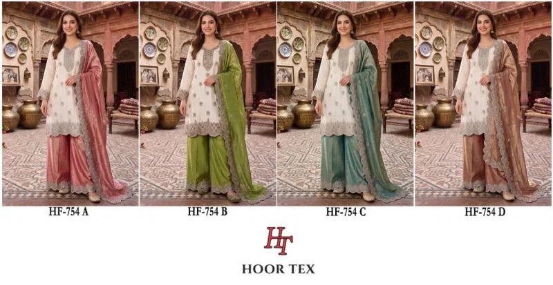 Hoor Tex 754 A To D Fandy Embroidered Salwar Kameez Collection