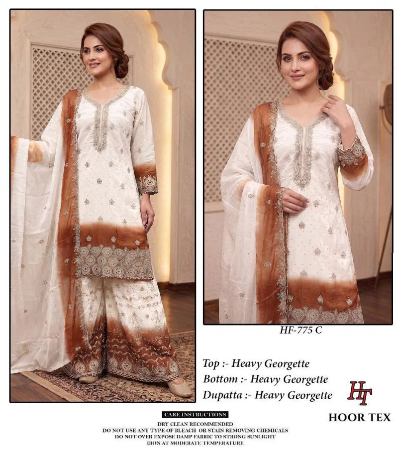 Hoor Tex 775 A To D Georgette Embroidered Salwar Kameeez Collection