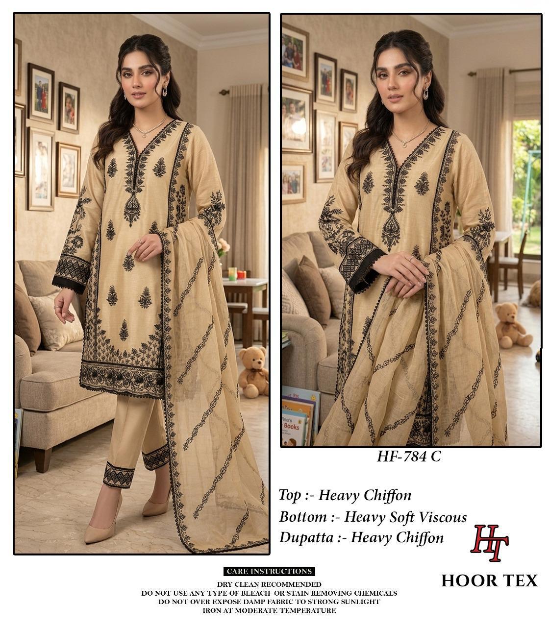 Hoor Tex 784 A To D Chiffon Embroidered Salwar Kameez