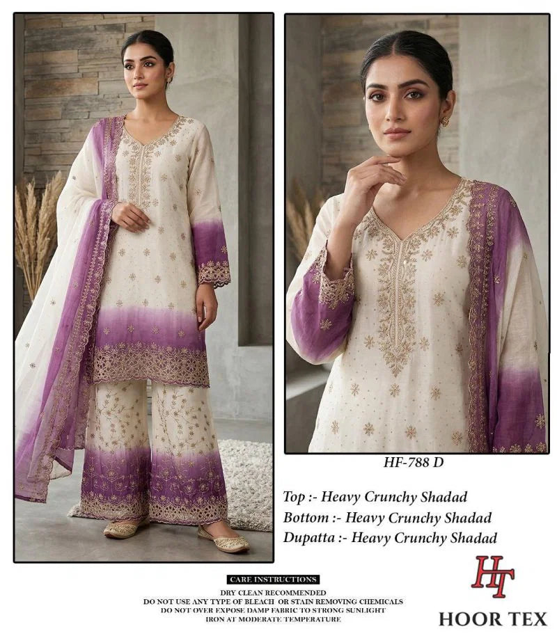 Hoor Tex 788 A To D Crunchy Embroidered Salwar Kameez
