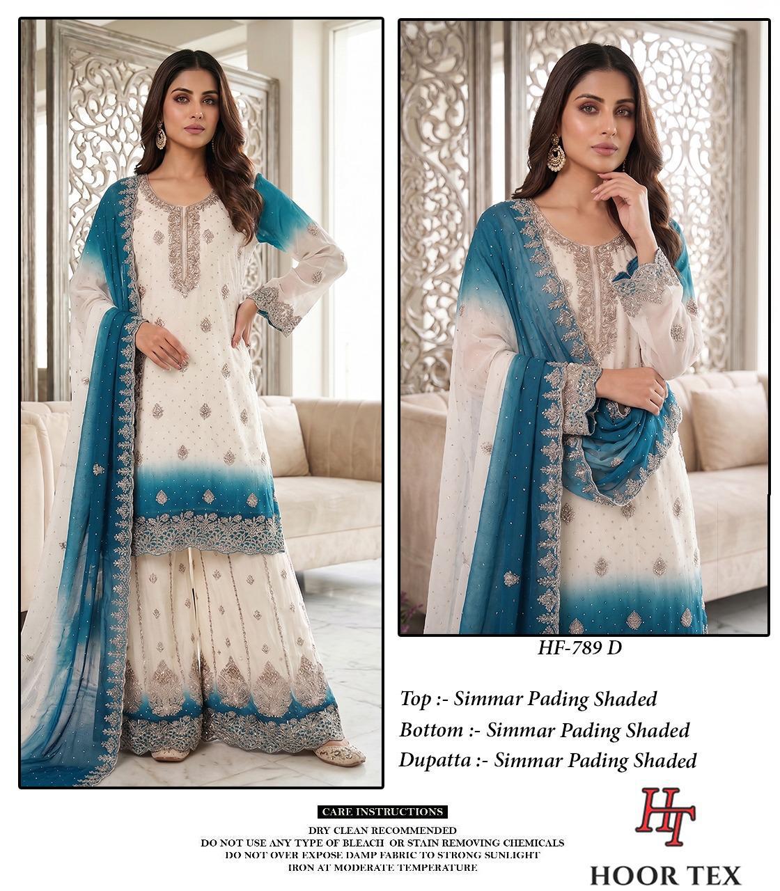 Hoor Tex 789 A To D Simmar Pading Sheded Salwar Kameez Collection