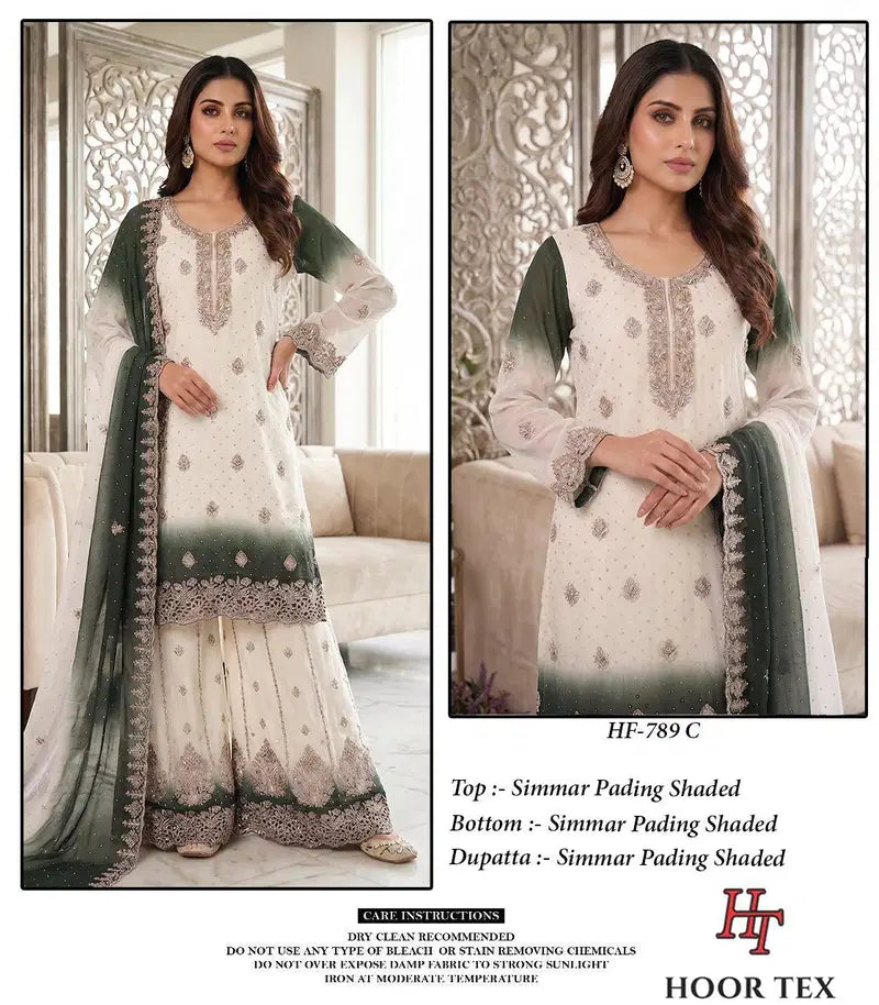 Hoor Tex 789 A To D Simmar Pading Sheded Salwar Kameez Collection
