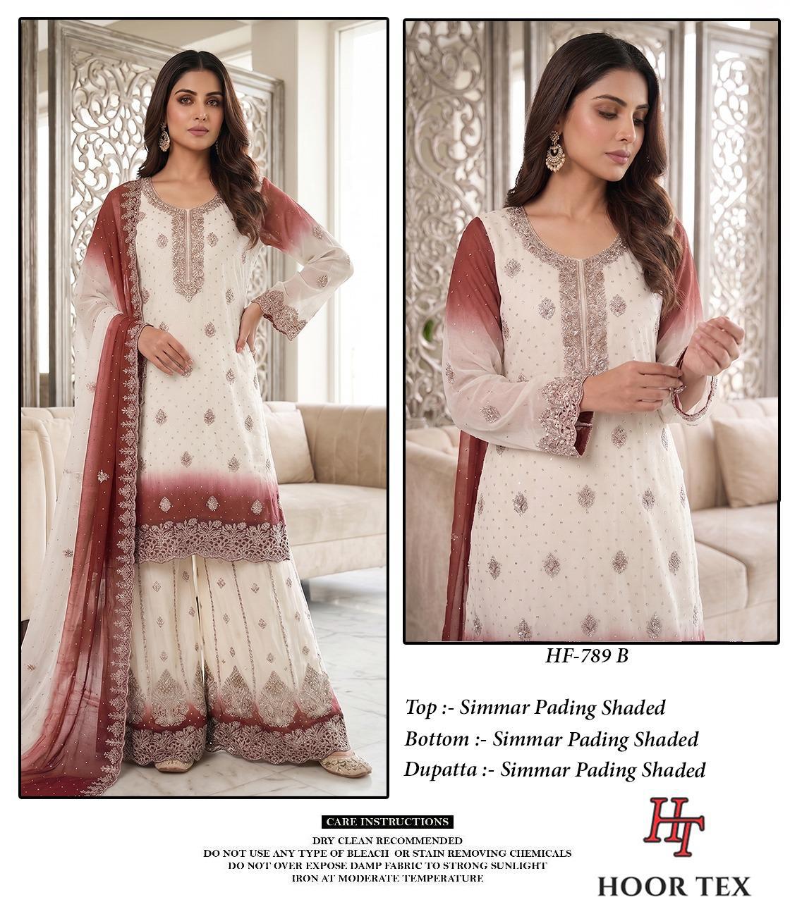 Hoor Tex 789 A To D Simmar Pading Sheded Salwar Kameez Collection