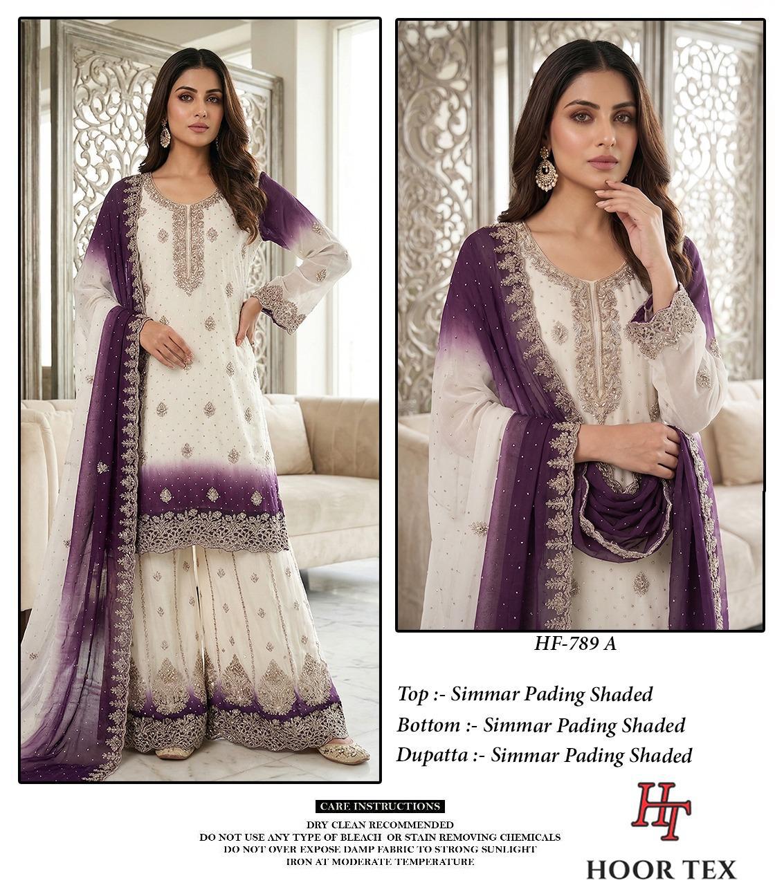 Hoor Tex 789 A To D Simmar Pading Sheded Salwar Kameez Collection
