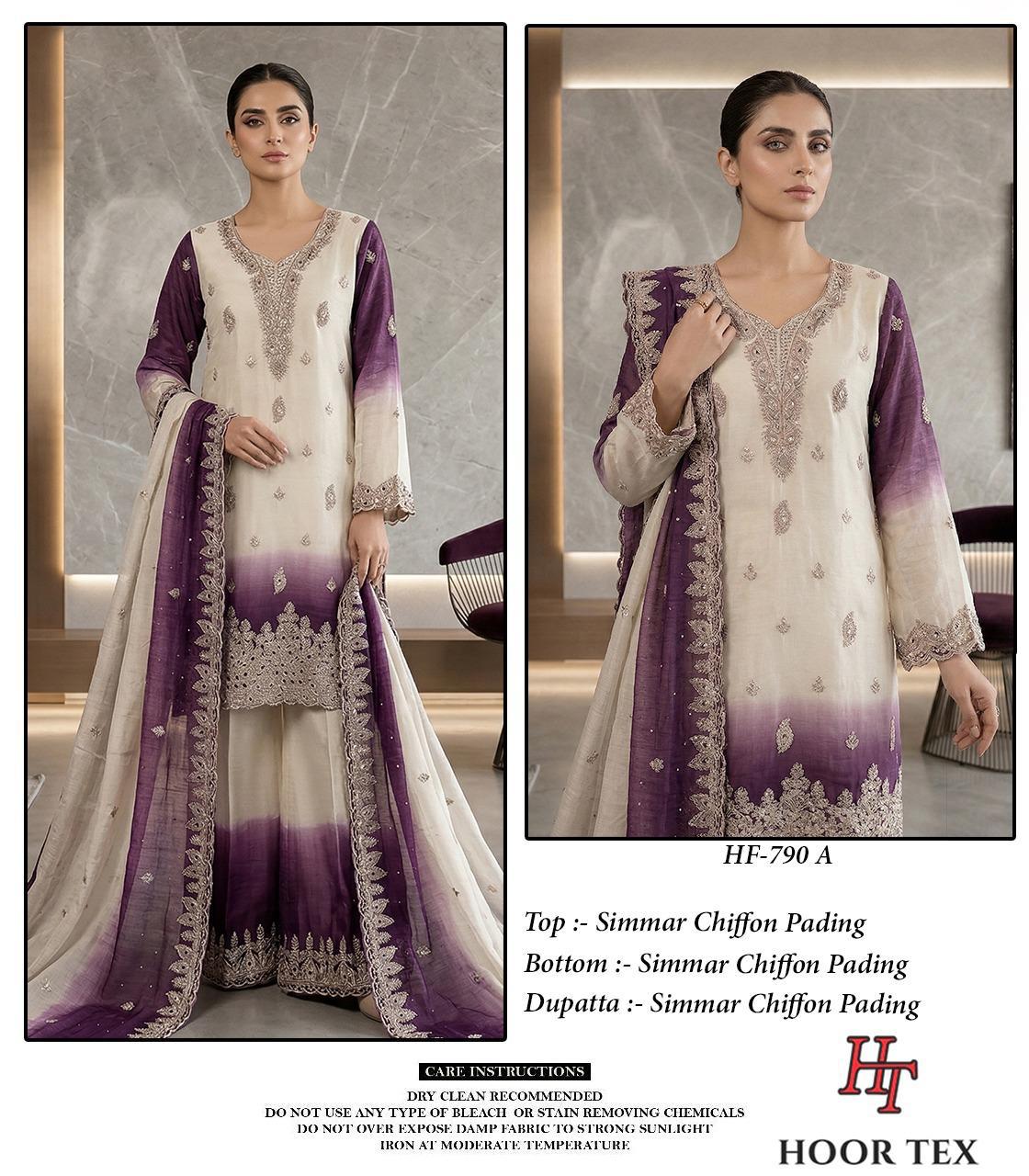 Hoor Tex 790 Simmar Chiffon Pading Salwar Kameez Collection