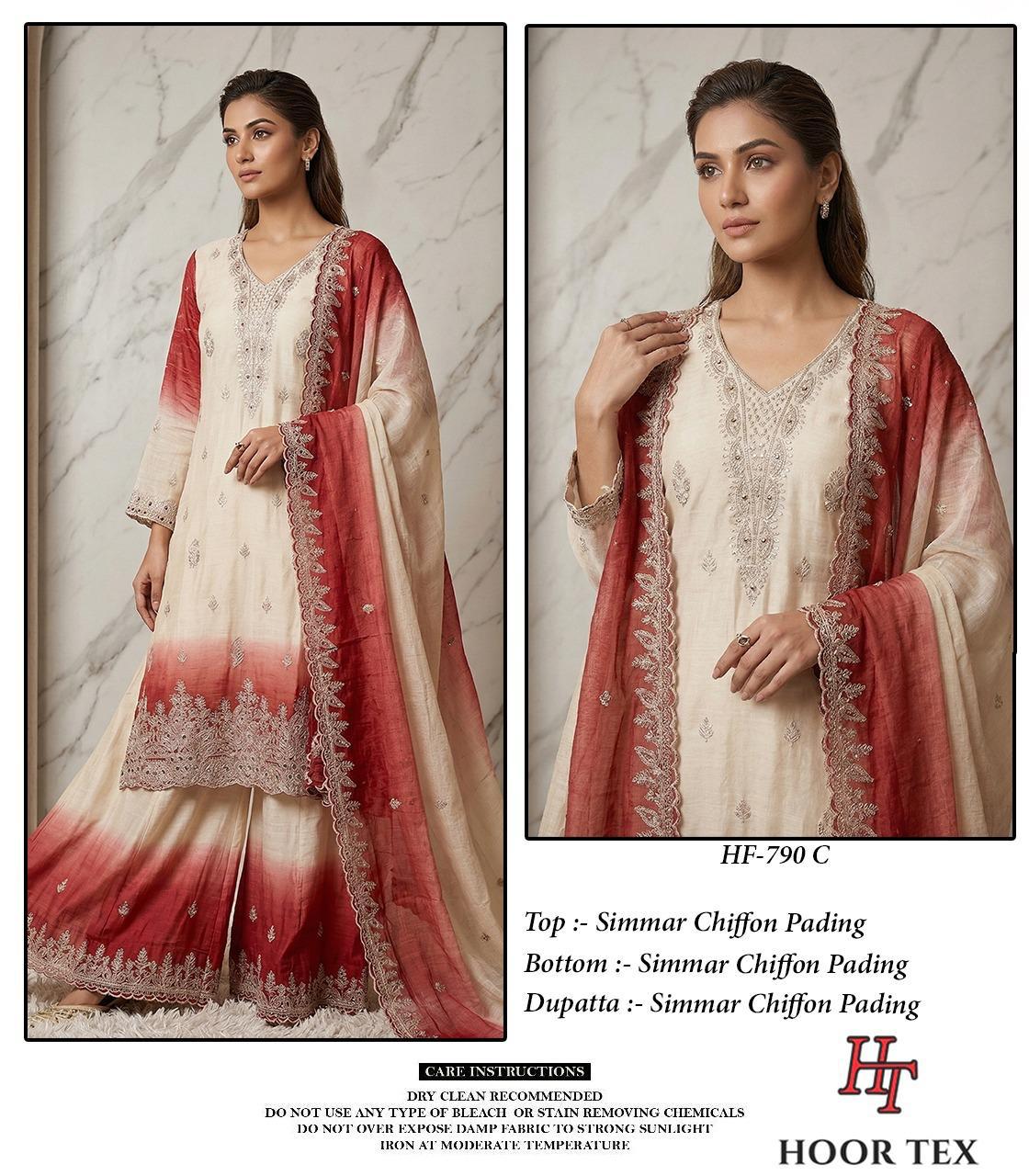 Hoor Tex 790 Simmar Chiffon Pading Salwar Kameez Collection
