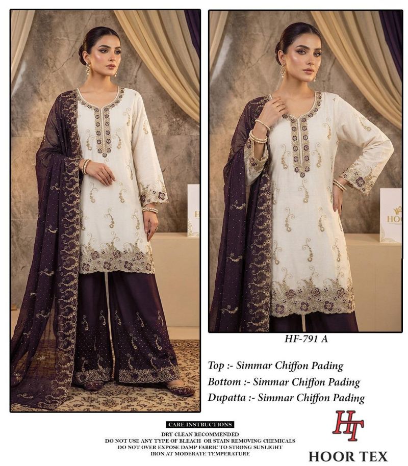 Hoor Tex 791 A To D Simmar Chiffon Embroidered Salwar Kameez