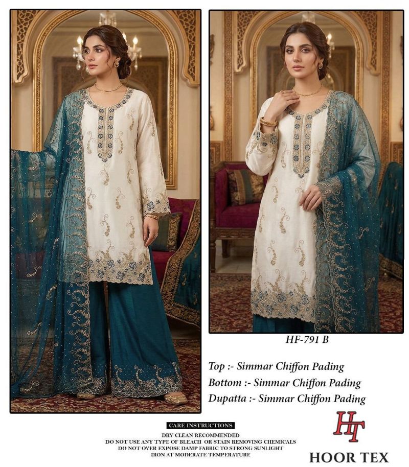 Hoor Tex 791 A To D Simmar Chiffon Embroidered Salwar Kameez