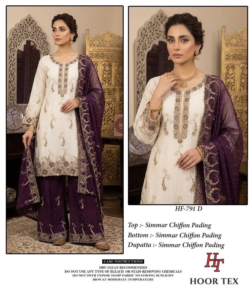 Hoor Tex 791 A To D Simmar Chiffon Embroidered Salwar Kameez