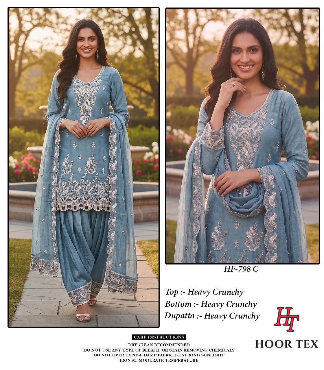 Hoor Tex 798 A To D Crunchy Embroidered Salwar Kameez