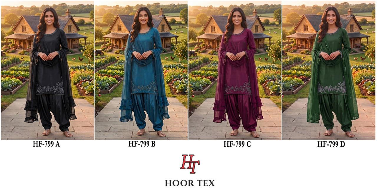 Hoor Tex 799 A To D Ho Glass Silk Heavy Work Salwar Kameez