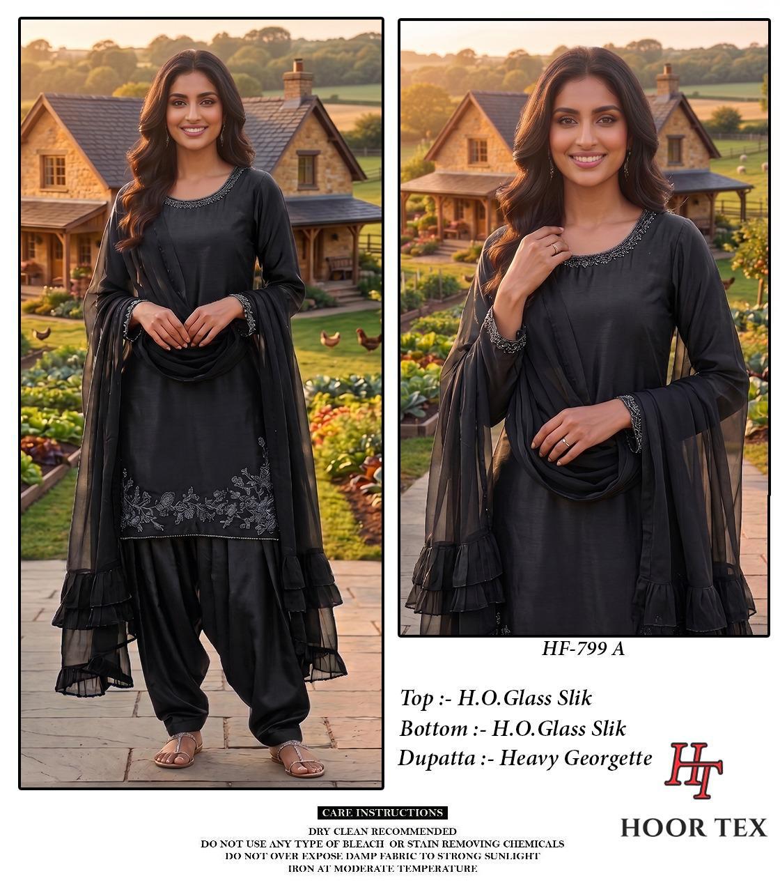 Hoor Tex 799 A To D Ho Glass Silk Heavy Work Salwar Kameez