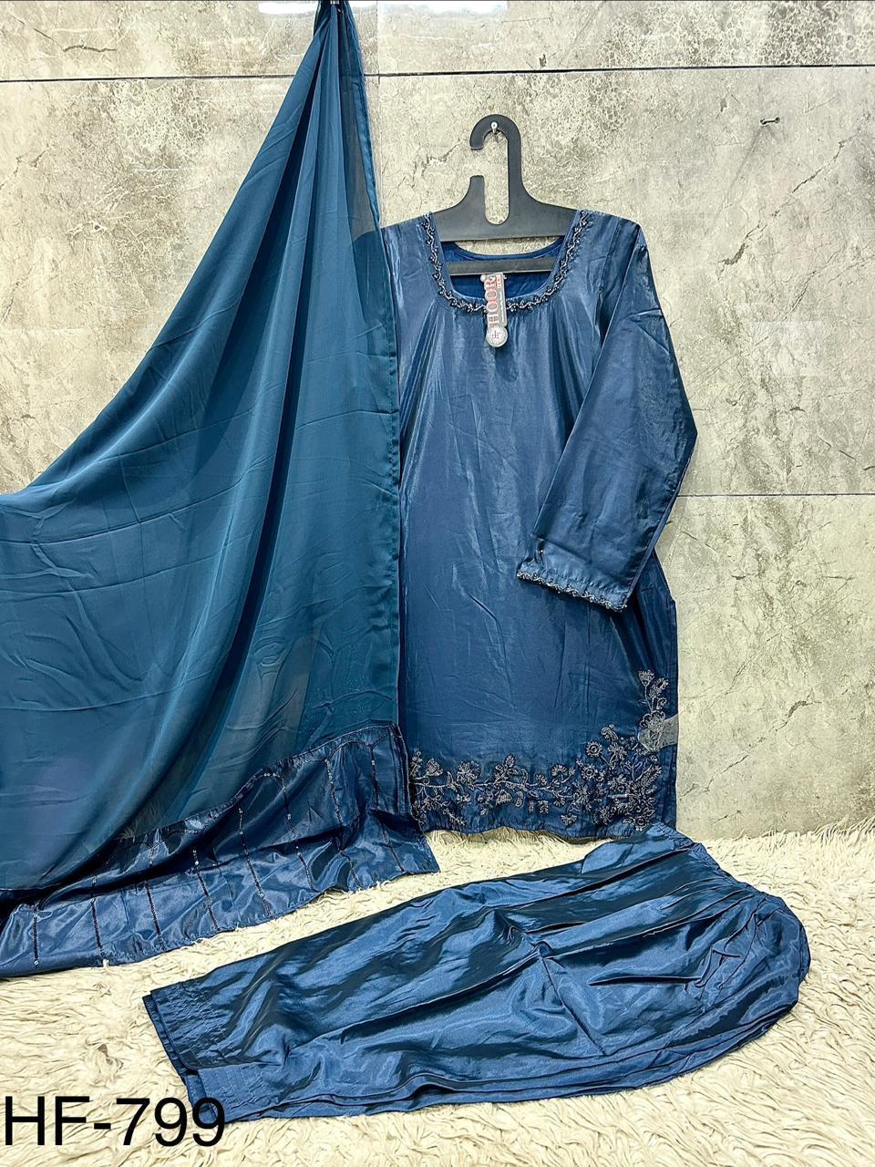 Hoor Tex 799 A To D Ho Glass Silk Heavy Work Salwar Kameez