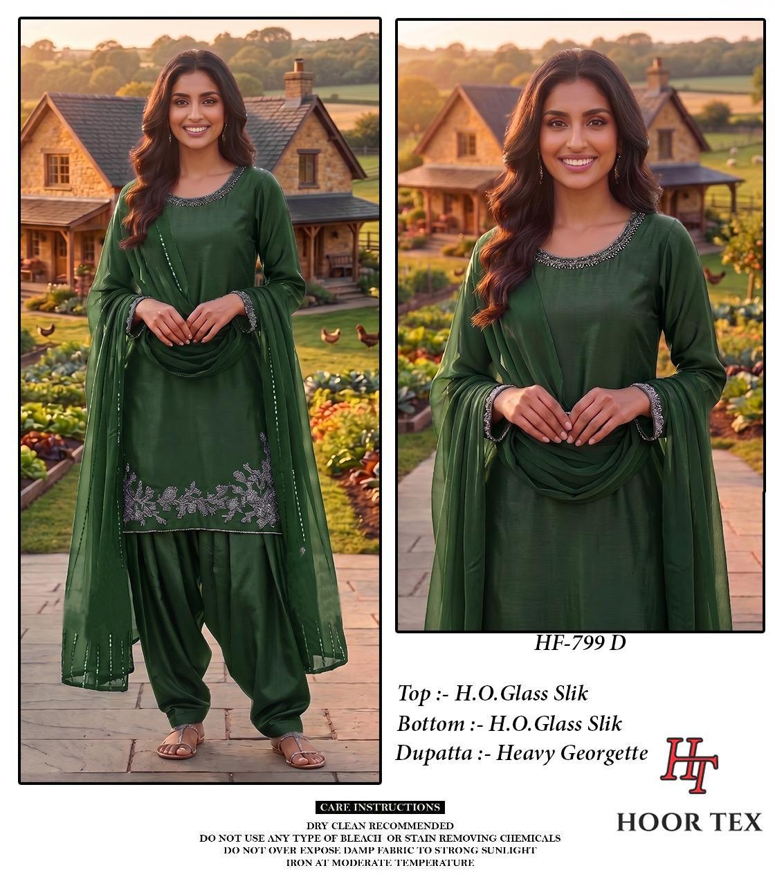 Hoor Tex 799 A To D Ho Glass Silk Heavy Work Salwar Kameez