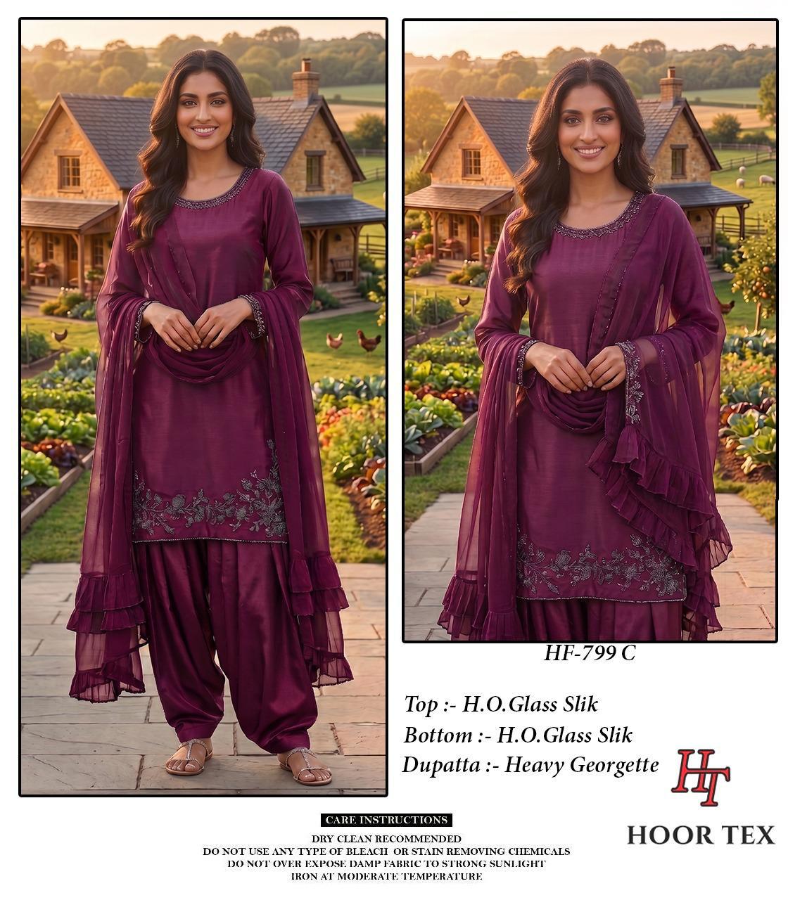 Hoor Tex 799 A To D Ho Glass Silk Heavy Work Salwar Kameez