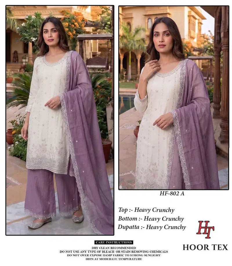 Hoor Tex 802 A To D Heavy Crunchy Embroidered Work Salwar Kameez