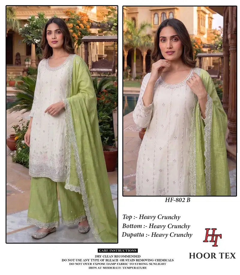 Hoor Tex 802 A To D Heavy Crunchy Embroidered Work Salwar Kameez