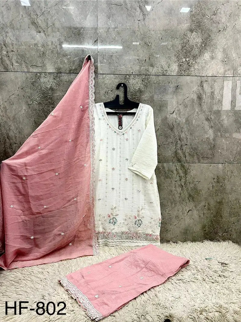 Hoor Tex 802 A To D Heavy Crunchy Embroidered Work Salwar Kameez
