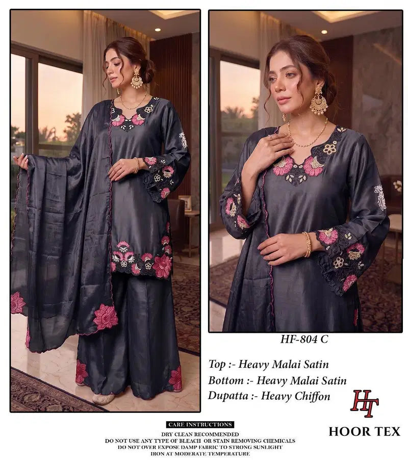 Hoor Tex 804 A To D Malai Satin Designer Salwar Kameez