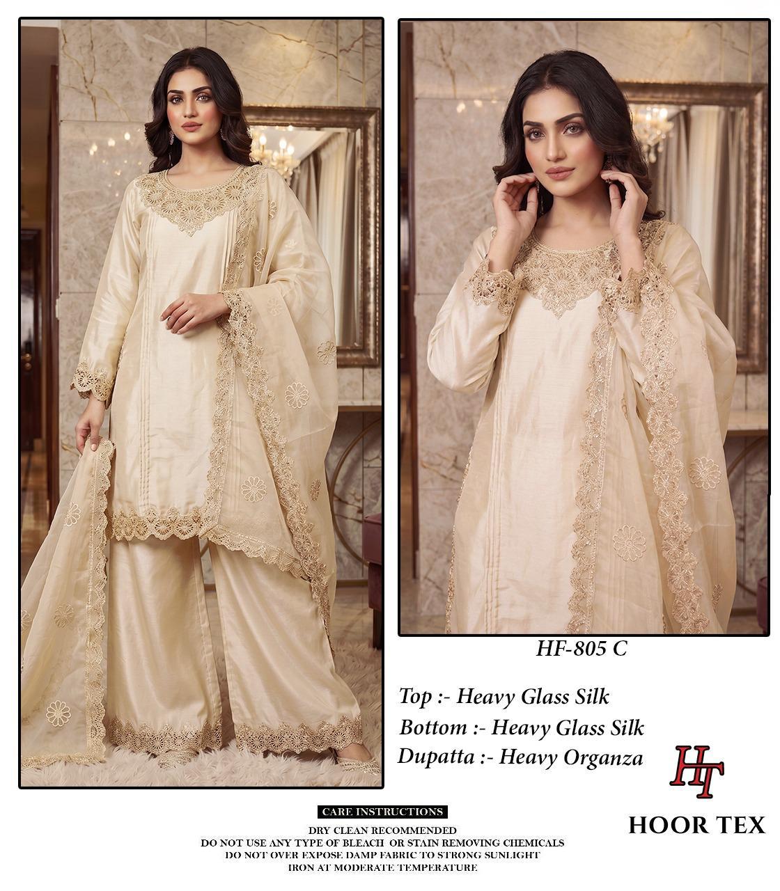 Hoor Tex 805 A To D Glass Silk Embroidered Salwar Kameez Collection