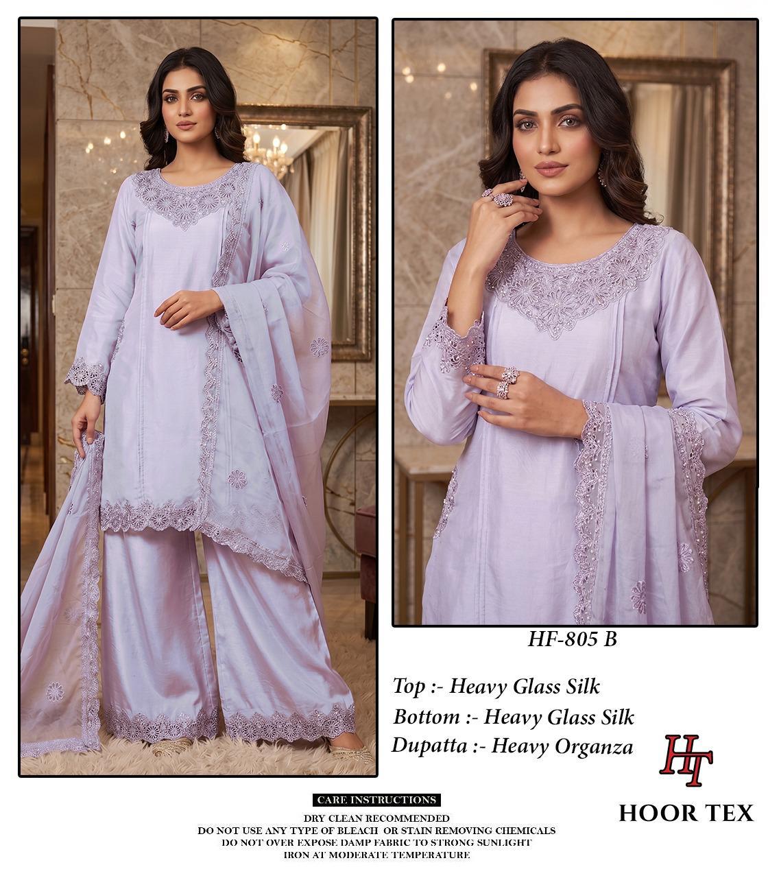 Hoor Tex 805 A To D Glass Silk Embroidered Salwar Kameez Collection