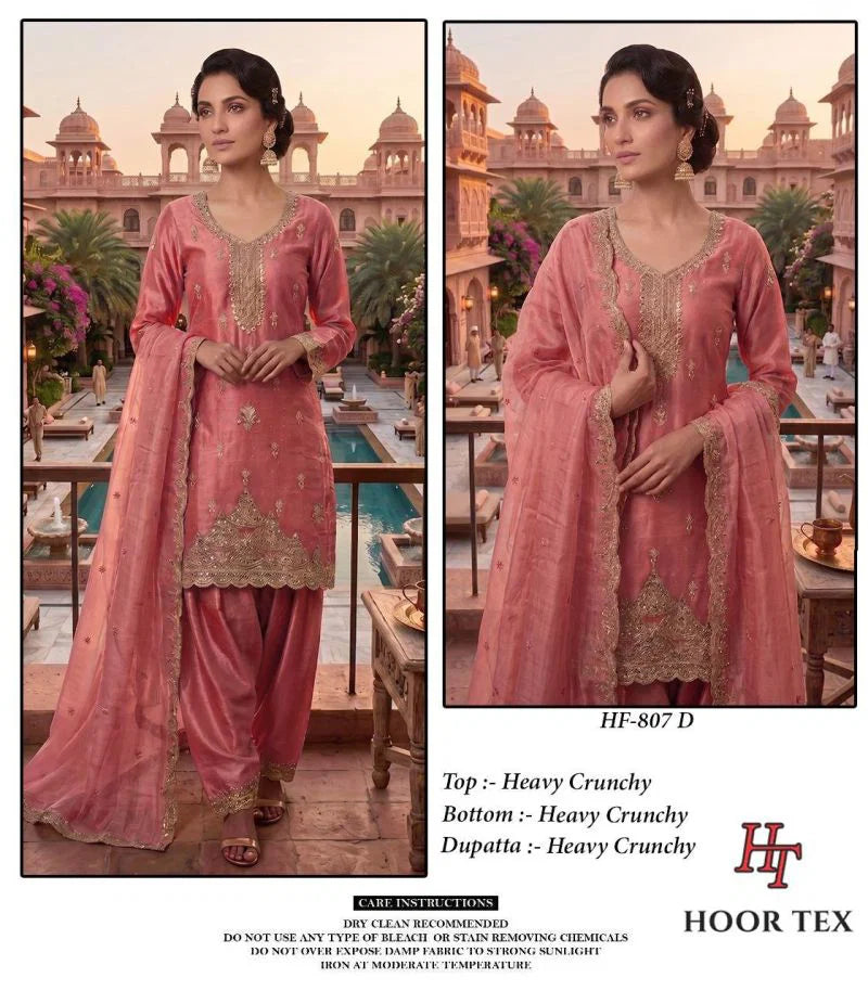 Hoor Tex 807 A To D Crunchy Embroidered Salwar Kameez
