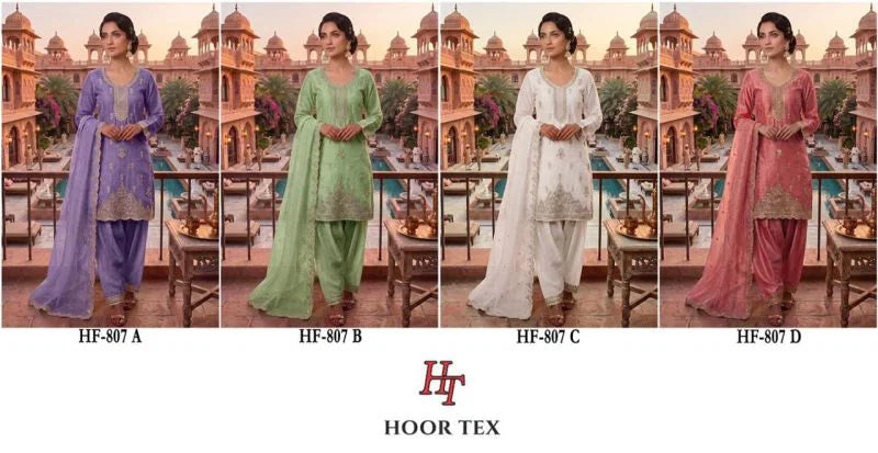 Hoor Tex 807 A To D Crunchy Embroidered Salwar Kameez