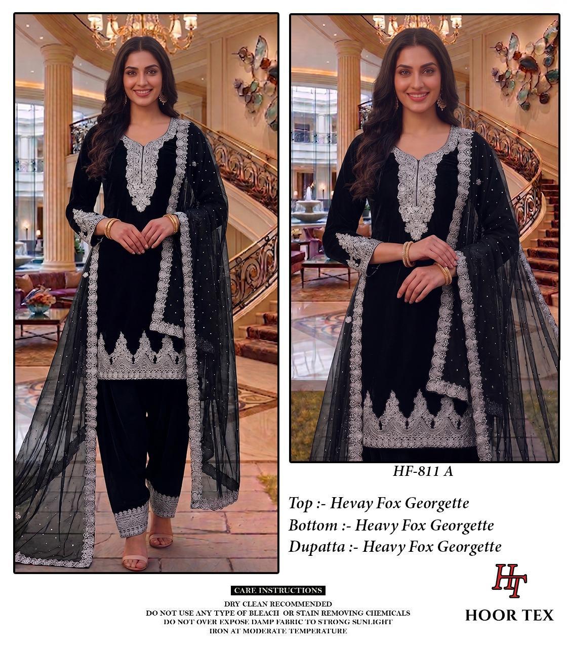 Hoor Tex 811 A To D Fox Georgette Emrboidered Salwar Kameez Collection